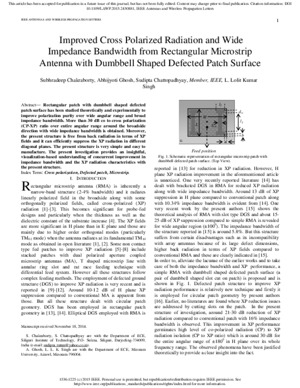 (PDF) Improved Cross-Polarized Radiation and Wide Impedance Bandwidth ...