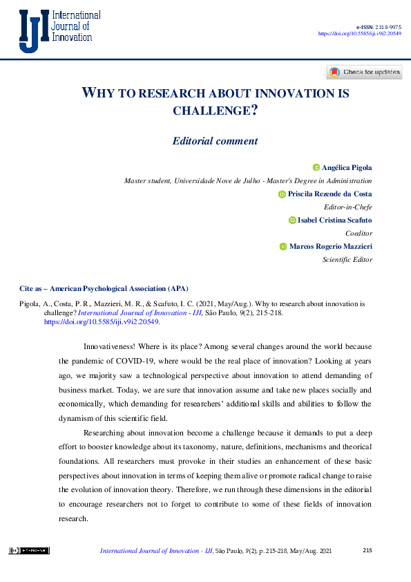 (PDF) Why to research about innovation is challenge