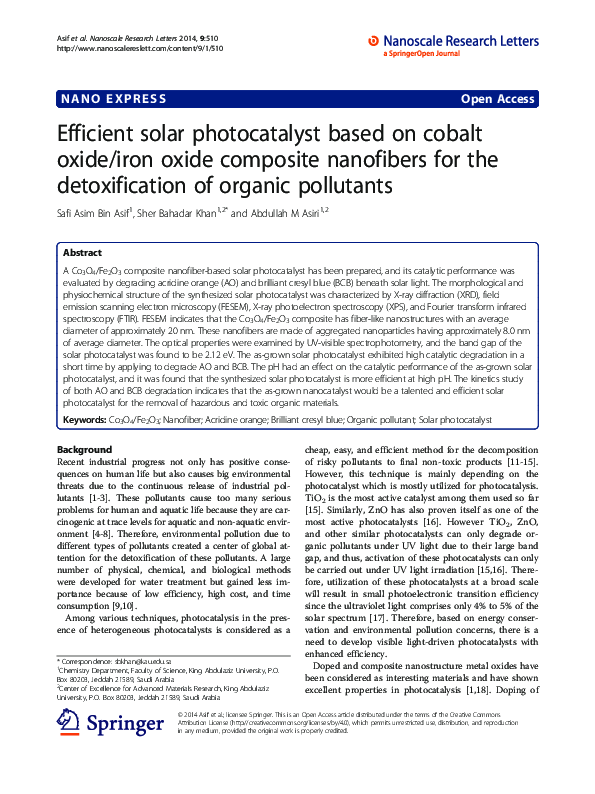 (PDF) Efficient solar photocatalyst based on cobalt oxide/iron oxide ...