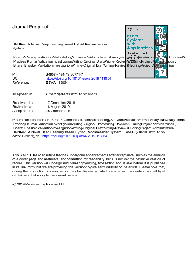 (PDF) DNNRec: A novel deep learning based hybrid recommender system