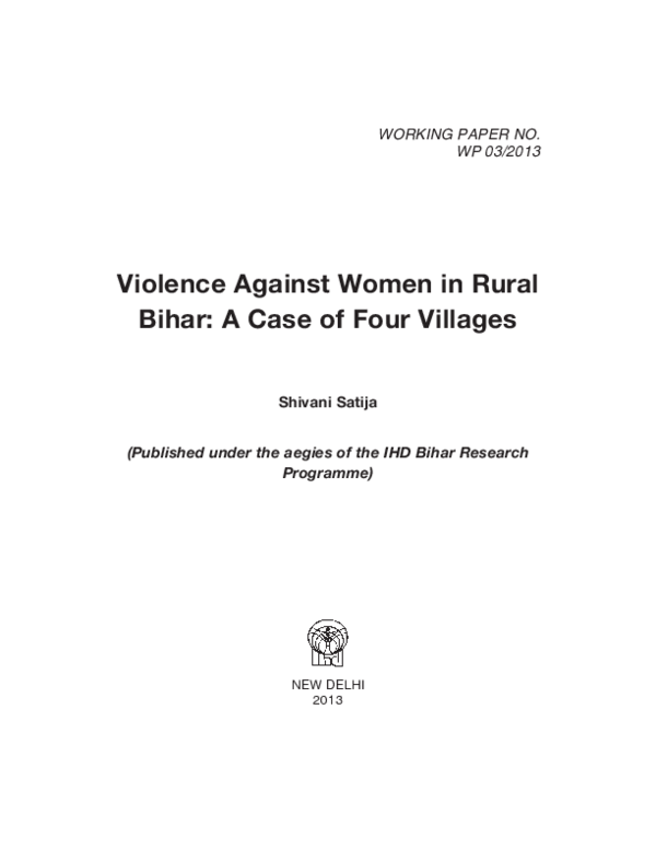 (PDF) Violence Against Women in Rural Bihar: A Case of Four Villages