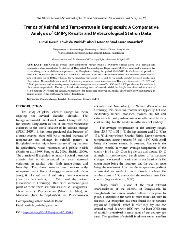 (PDF) Trends of Rainfall and Temperature in Bangladesh: A Comparative ...