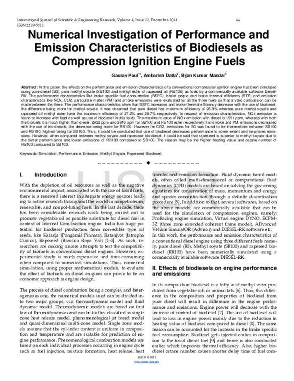 (PDF) Numerical Investigation of the Performance and Emission ...