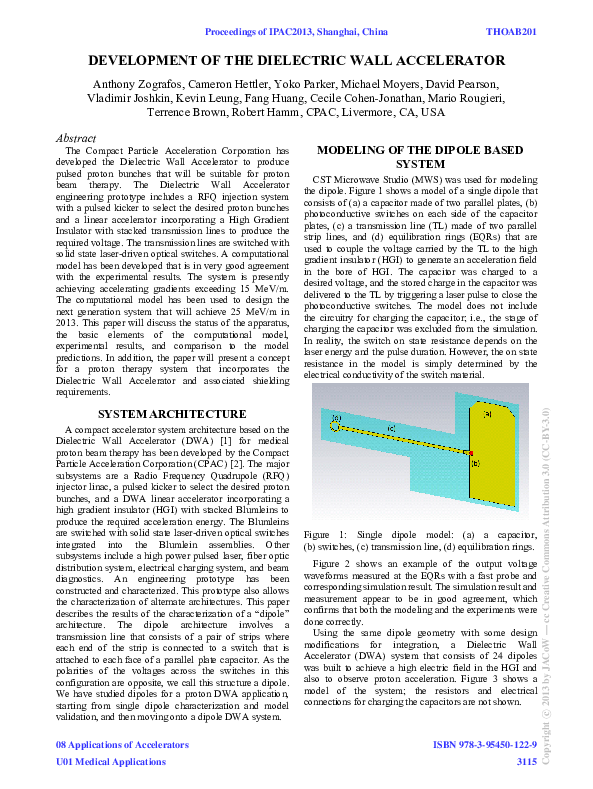 (PDF) Development of the Dielectric Wall Accelerator | Michael Moyers ...