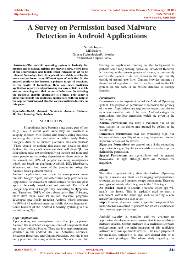 (PDF) A Survey on Permission based Malware Detection in Android ...