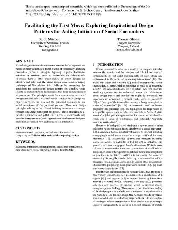 (PDF) Facilitating the First Move
