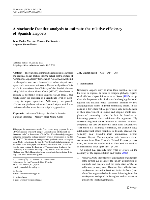 (PDF) A stochastic frontier analysis to estimate the relative ...