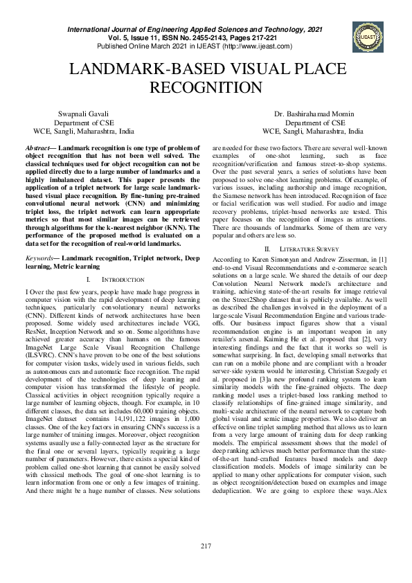 (PDF) Landmark-Based Visual Place Recognition