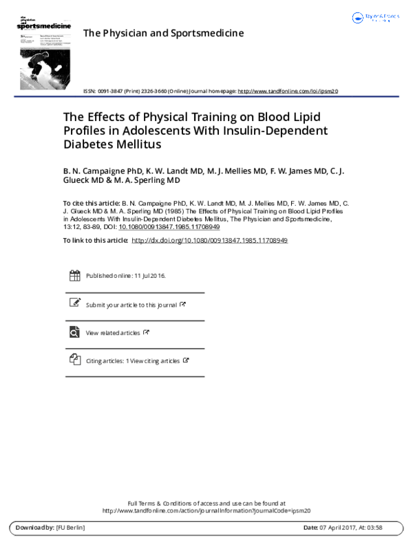 (PDF) The Effects of Physical Training on Blood Lipid Profiles in ...
