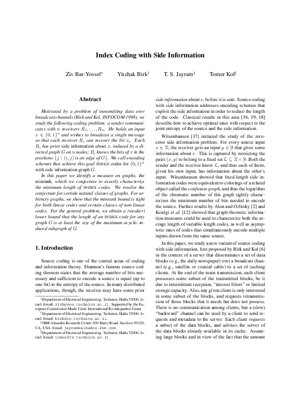 (PDF) Index Coding With Side Information