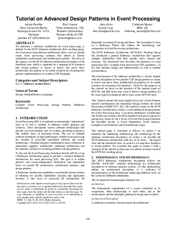 (PDF) Tutorial on advanced design patterns in event processing