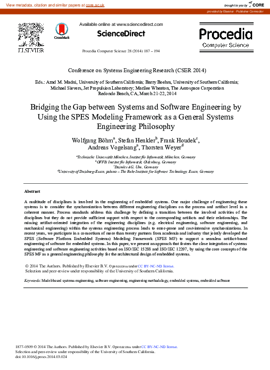 (PDF) Bridging the Gap between Systems and Software Engineering by ...