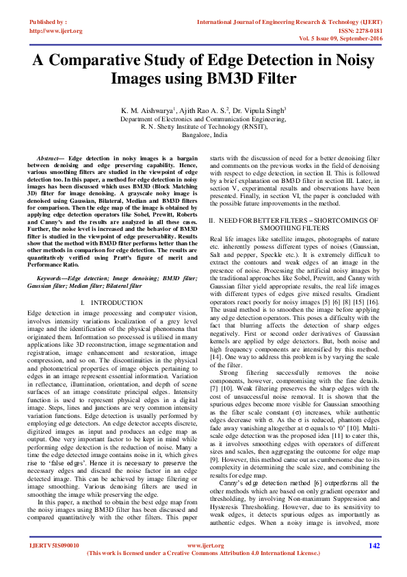 (PDF) A Comparative Study of Edge Detection in Noisy Images using BM3D ...