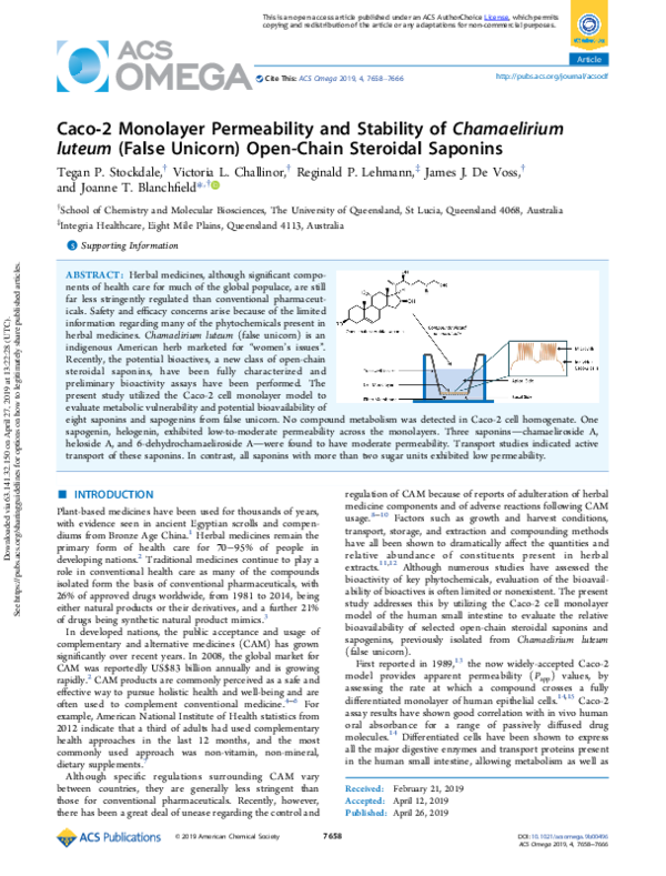 (PDF) Caco-2 Monolayer Permeability and Stability of Chamaelirium ...