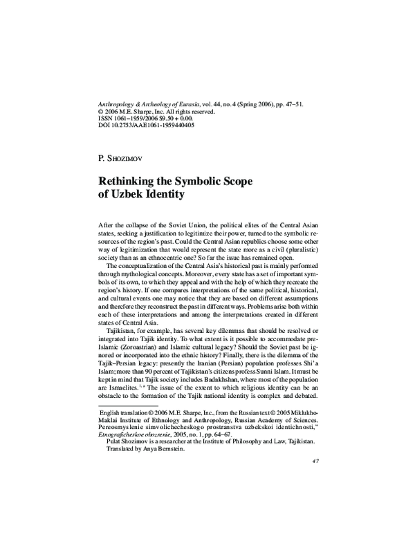 (PDF) Rethinking the Symbolic Scope of Uzbek Identity