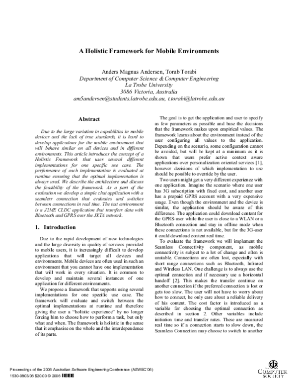 (PDF) A holistic framework for mobile environments