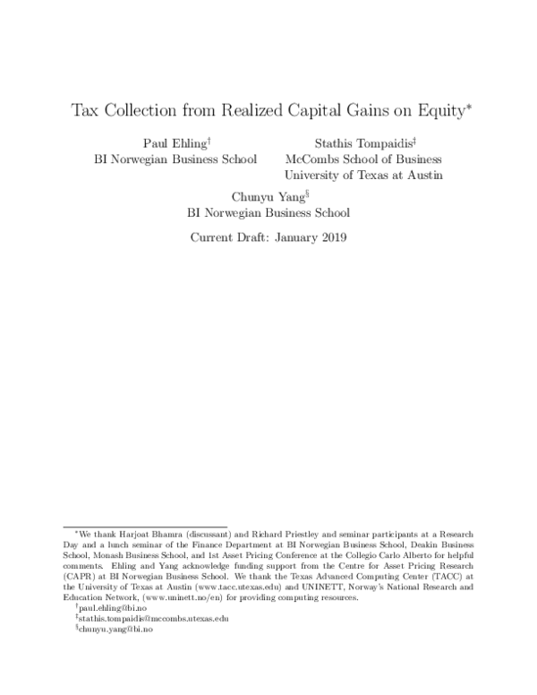 (PDF) Tax Collection from Realized Capital Gains on Equity