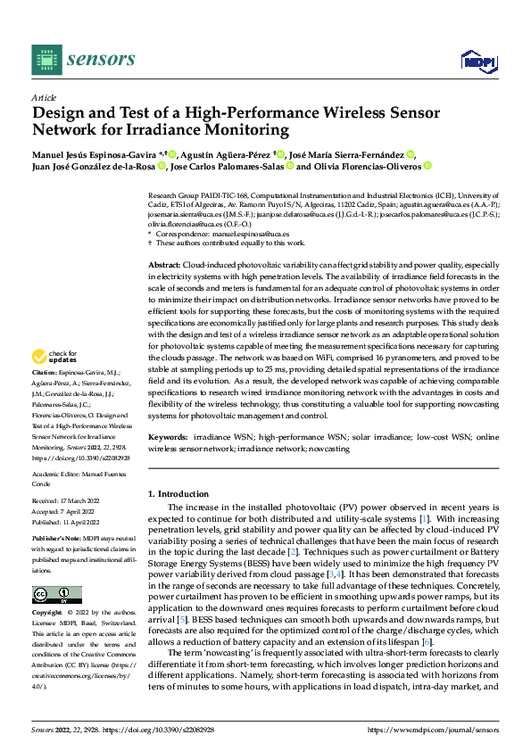 (PDF) Design and Test of a High-Performance Wireless Sensor Network for ...