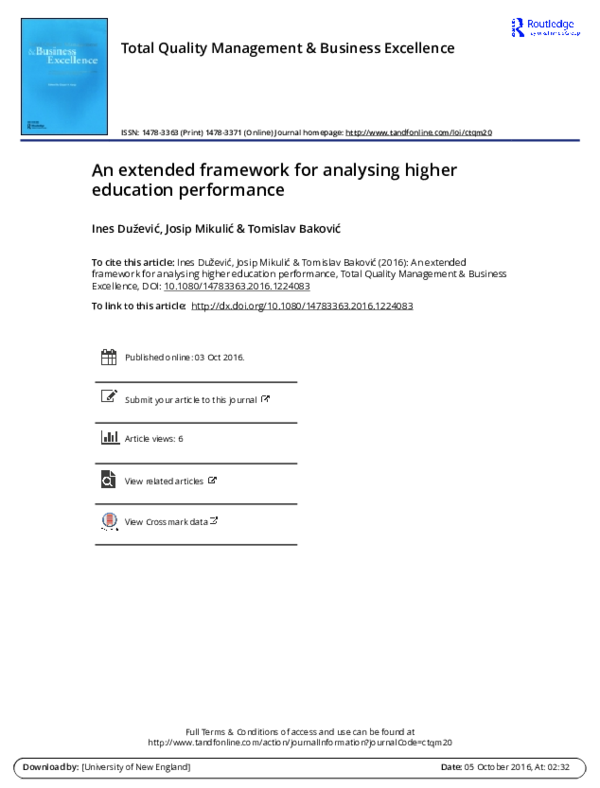 (PDF) An extended framework for analysing higher education performance