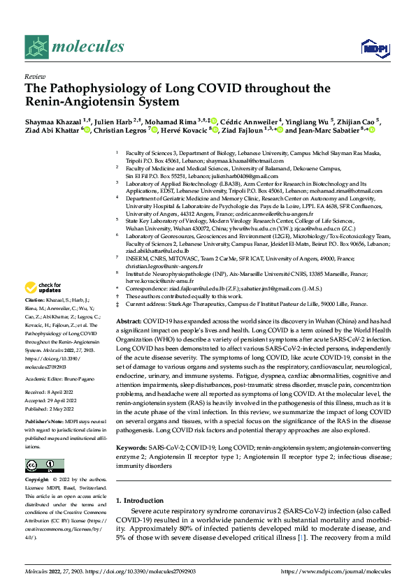 (PDF) The Pathophysiology of Long COVID throughout the Renin ...