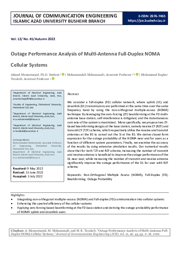 (PDF) Outage Performance Analysis of Multi-Antenna Full-Duplex NOMA ...