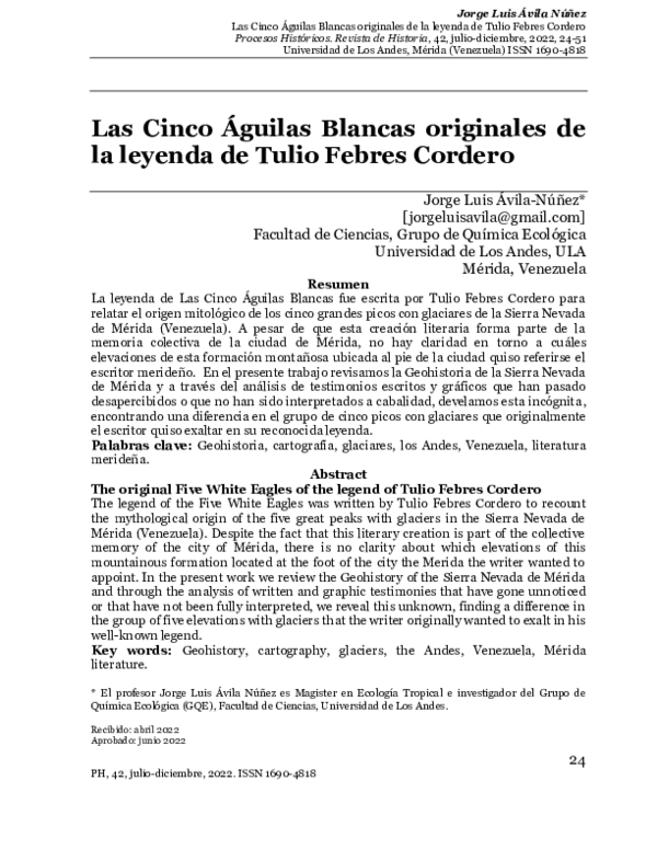 (PDF) Las Cinco Águilas Blancas originales de la leyenda de Tulio