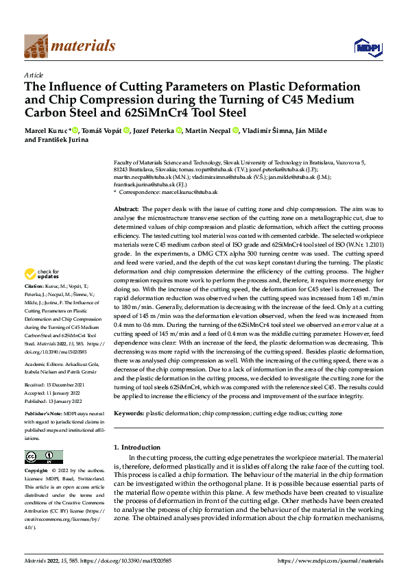 (PDF) The Influence of Cutting Parameters on Plastic Deformation and ...