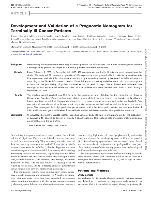 (PDF) Development and validation of a prognostic nomogram for ...