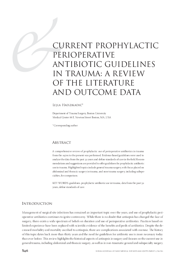 (PDF) Current prophylactic perioperative antibiotic guidelines in ...