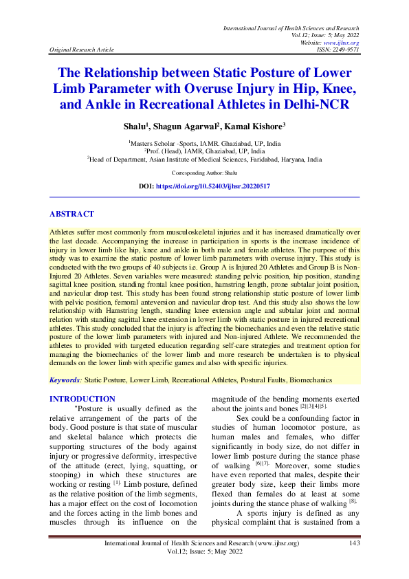 (PDF) The Relationship between Static Posture of Lower Limb Parameter ...