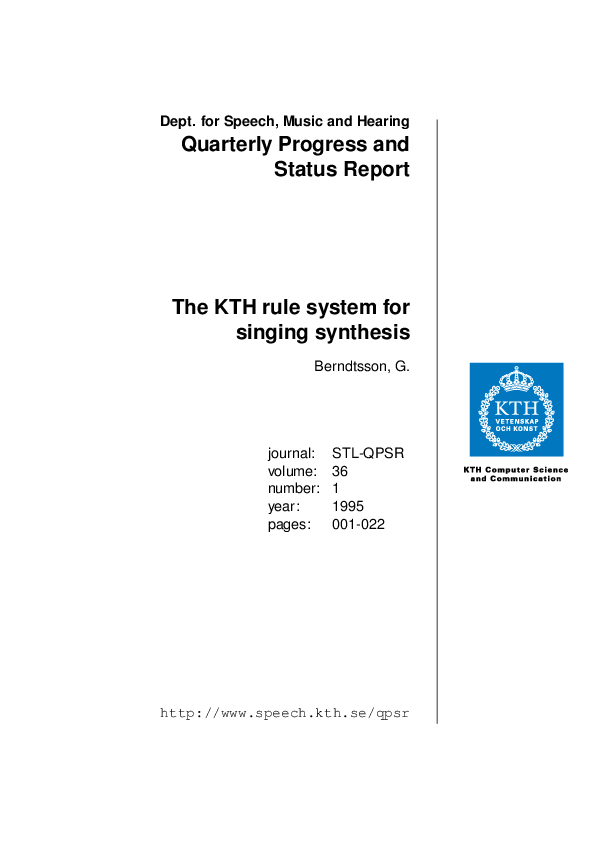 (PDF) The KTH Rule System for Singing Synthesis