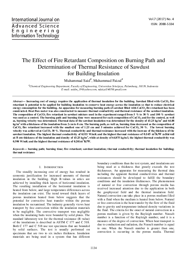 (PDF) The Effect of Fire Retardant Composition on Burning Path and ...