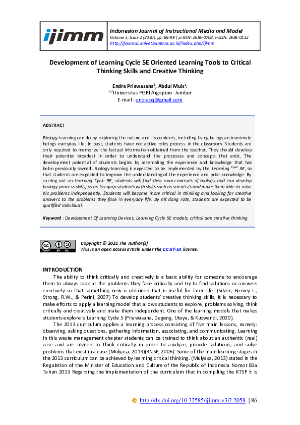 (PDF) Development of Learning Cycle 5E Oriented Learning Tools to ...