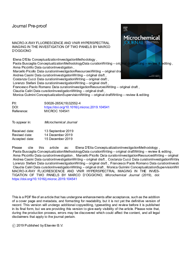 (PDF) Macro Xray fluorescence and VNIR hyperspectral imaging in the