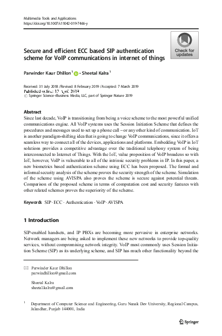 (PDF) Secure and efficient ECC based SIP authentication scheme for VoIP ...