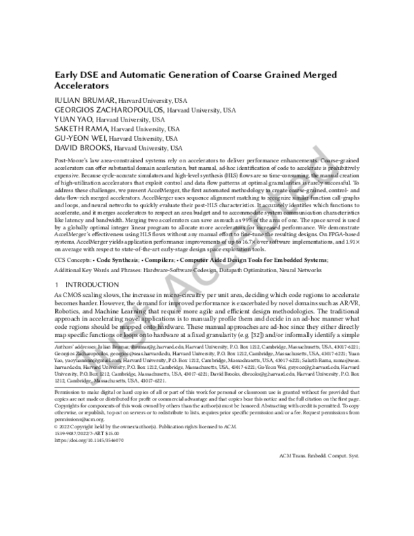 (PDF) Early DSE and Automatic Generation of Coarse Grained Merged ...