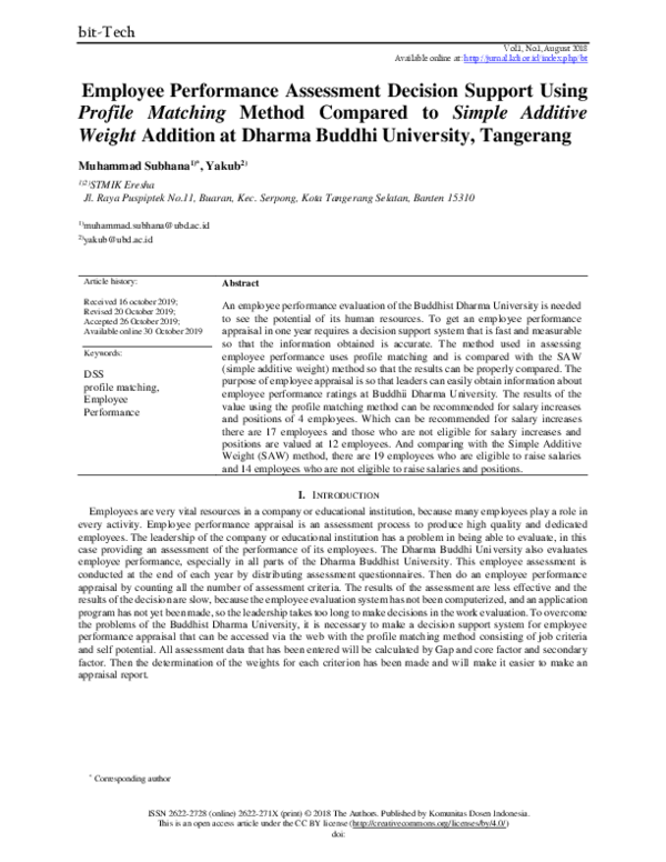 (PDF) Employee Performance Assessment Decision Support Using Profile ...