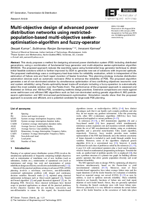 (PDF) Multi-objective design of advanced power distribution networks ...