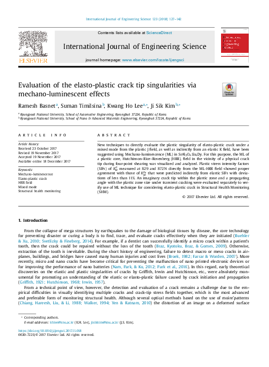 (PDF) Evaluation of the elasto-plastic crack tip singularities via ...