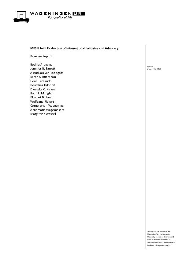 (PDF) MFS II Joint Evaluation of International Lobbying and Advocacy
