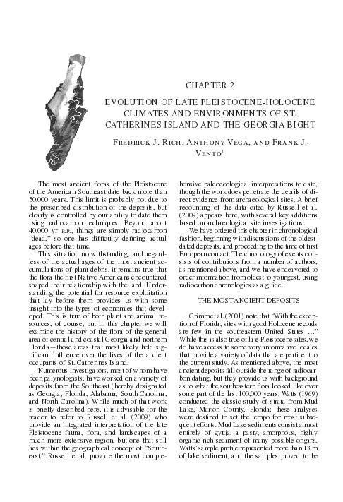 (PDF) Evolution of Late Pleistocene–Holocene Climates and Environments ...