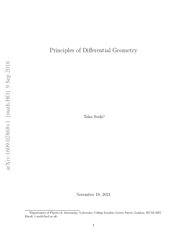 (PDF) Principles of Differential Geometry Taha Sochi Academia.edu