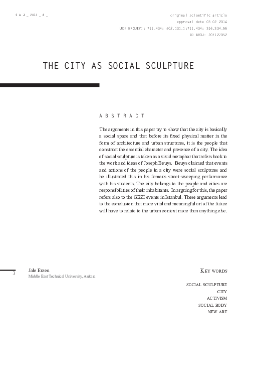 (PDF) The city as social sculpture Jale Erzen Academia.edu