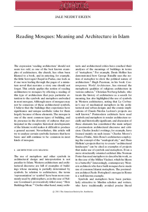 (PDF) Reading Mosques: Meaning and Architecture in Islam