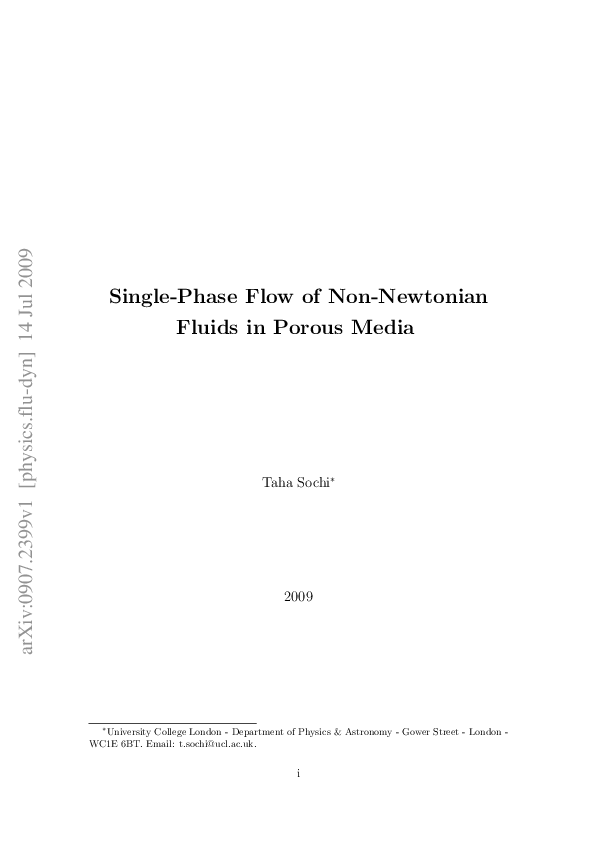 (PDF) Flow of non-newtonian fluids in porous media