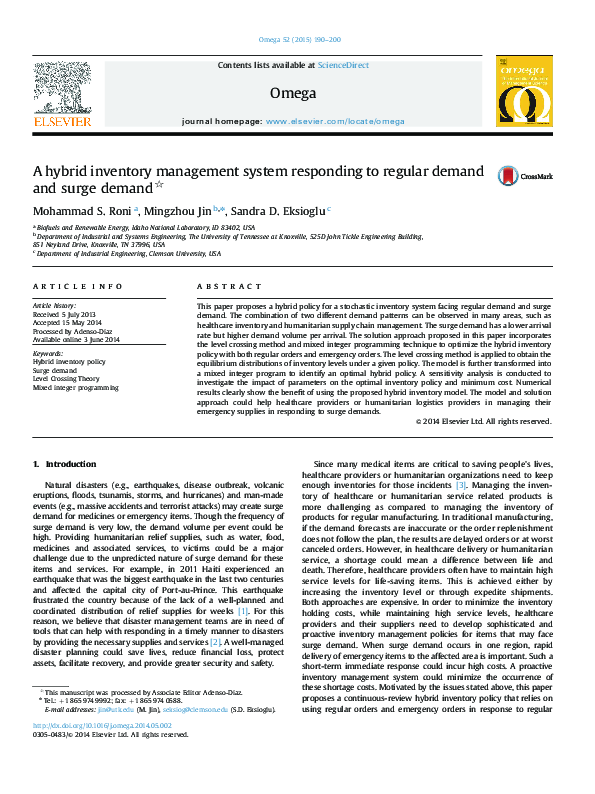 (PDF) A hybrid inventory management system responding to regular demand ...