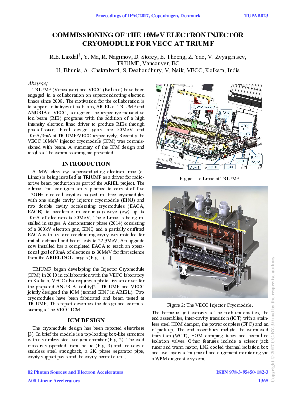 (PDF) Commissioning of the 10MeV Electron Injector Cryomodule for VECC ...