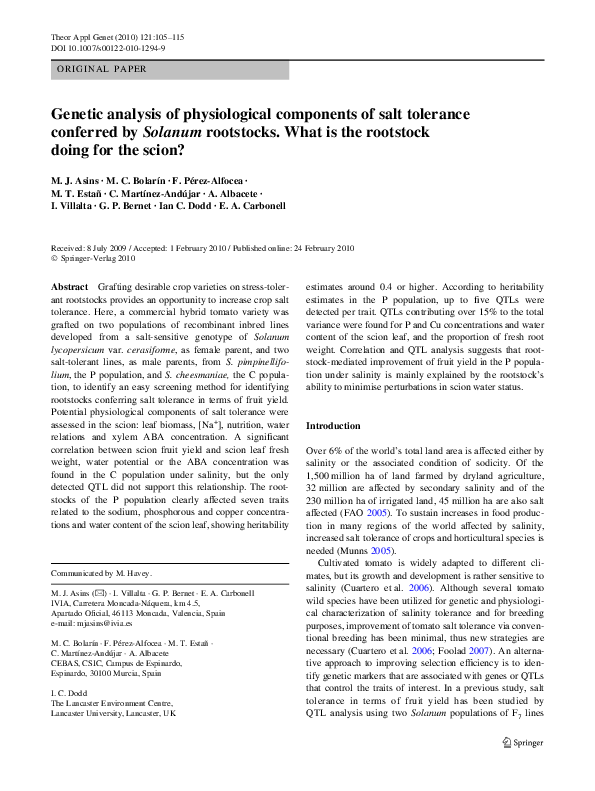(PDF) Genetic analysis of physiological components of salt tolerance ...
