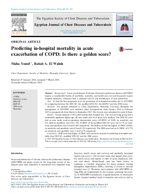 (PDF) Predicting in-hospital mortality in acute exacerbation of COPD ...