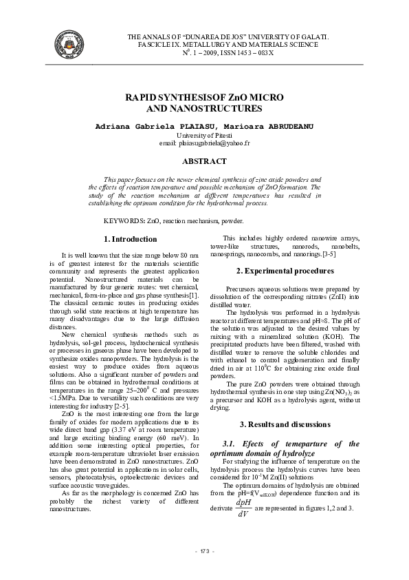 (PDF) Rapid Synthesis of ZnO Micro and Nanostructures